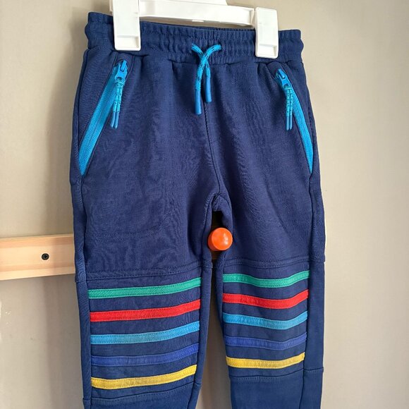 Mini Boden Warrior Striped Knee Joggers in Starboard Blue, 4/5 - Picture 2 of 7